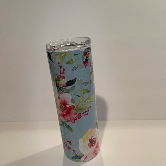 NEW 20 oz tumbler Subulation Mama FLOWERS Blue back ground - Picture 3 of 5